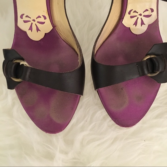 MOSCHINO BROWN LEATHER SANDALS SIZE 37 - Picture 5 of 8